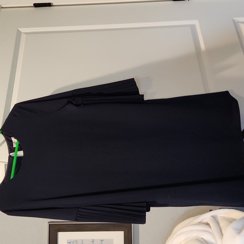 NWT - EST. 1946 Navy Blue Shift Dress with Pleated Bell Sleeves - Size L